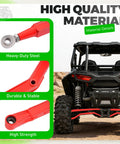 Red Rear Radius Arms For Polaris RZR XP 1000 And XP 4 1000 Beefy Heavy Duty Steel With Adjustable Heim Joints, High Clearance, Boxed Design For Maximum Tire Grip, Precise Suspension Geometry And Smoother Off Road Handling on RZR rear view
