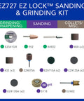 Heavy Duty EZ Lock Sanding And Grinding Rotary Tool Accessories Kit With Eighteen Pieces for quick detail work and sharpening.