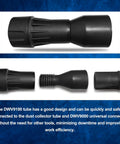 Hose Adapter For Dust Collection System Plug And Play Compatible With DWV9000 Universal Connector Replacement Part For Dust Collector Attachment Easy Install And Secure Fit, black adapter shown front and side view