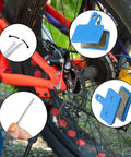 Four Pairs Multi Metal Bike Brake Pads For TRP Tektro Shimano Deore M575 with bike installation and detailed views