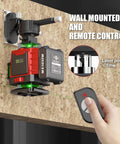 Self Leveling Laser Level With Tripod, 4x360 Green Line Laser, 4D Leveler Tool installed on wall with remote control