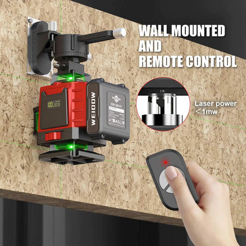 Self Leveling Laser Level With Tripod, 4x360 Green Line Laser, 4D Leveler Tool installed on wall with remote control