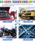 180Pcs SAE Brass Hydraulic Grease Fittings Kit Pro Grade use with car, excavator, motorcycle, industrial machines shown.