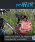 Side view of a bike with a red saddlebag, highlighting the lightweight design of the Diamana HD Front And XHD Rear 27-Inch Tubeless Foam Tire Insert Set For 2.4 To 2.8 Inch Tires, Lightweight EVA Foam, Patented Design, Trail Ready Puncture Protection For MTB And Gravel.