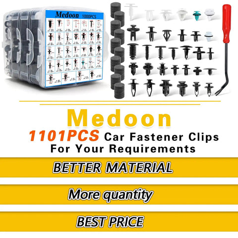 Hella Universal Car Retainer Clips 1101 Piece Kit with removal tool, various fastener sizes for door panels and trims.
