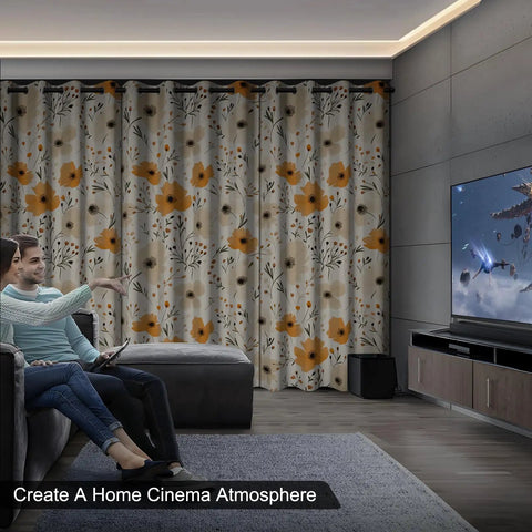 Floral Blackout Curtains For Bedroom And Living Room 84 Inch Length Two Panels Set Thermal Insulated Light Blocking Drapes
