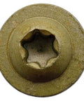 Close-up of Heavy Duty Exterior Coated Lag Screw 14 By 5 Inch Torx And Star Drive Wood Screw With Modified Truss Washer Head