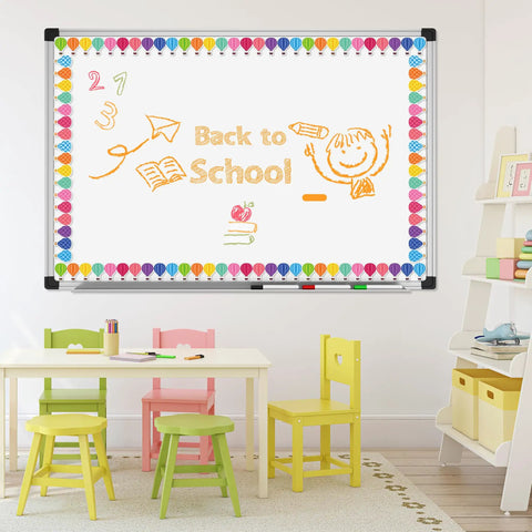 Back To School 24 Piece Magnetic Borders Set for Classrooms and Whiteboards with Kid Friendly Hot Air Balloon Design