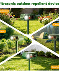 Motion Sensor Ultrasonic Outdoor Animal Deterrent With LED Strobe Lights For Cats, Dogs, Deer, Fox, Raccoon, Squirrel, Skunk And Rabbit For A No Fuss Lawn Yard Wildlife Repeller 2 Pack in garden, farm, camping, and courtyard