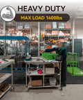 Heavy Duty 5 Inch Swivel Caster Wheels Set Of 4 Built Like A Tank For Heavy Loads on an industrial cart, max load 1400 lbs.