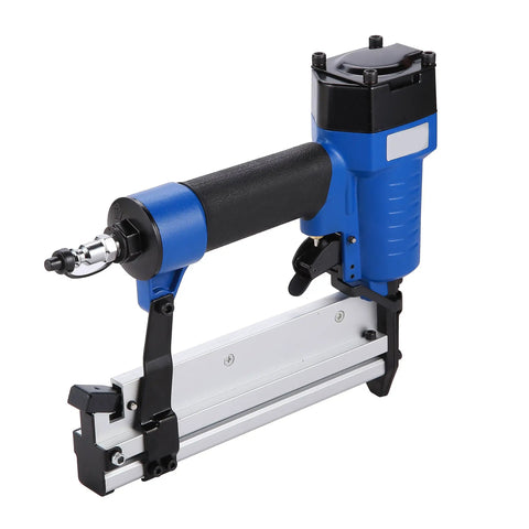 Two In One Air Brad Nailer Gun 14 Gauge Pneumatic Woodworking Finisher Featuring Adjustable Exhaust Deflector Touch Strike Safety System Hella Easy Shoot Design With Soft Grip Rubber Handle And Heavy Duty Aluminum Body For Stress Free Trim Work