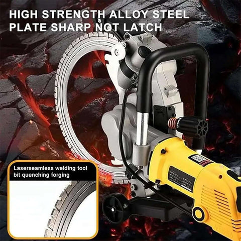Top Shelf 5000W Electric Wall Chaser Slab Cutter with high strength alloy steel blade for cutting concrete and brick.