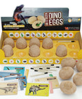Dig Up 12 Dino Eggs And Uncover 12 Unique Dinosaur Models With A Totally Hands On Dino Dig Kit For Kids Aged 3 To 12 STEM Science Play Easter Basket Gift For Boys And Girls, featuring eggs, chisels, and cards