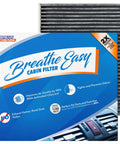 Odor Defense Breathe Easy Activated Carbon Cabin Air Filter For BMW 2 Series 3 Series 4 Series And M Models packaging and filter