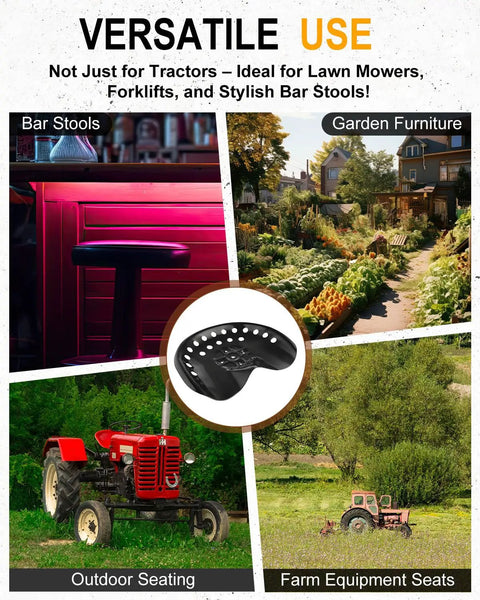 Rugged Black Metal Tractor Seat For Lawn Mowers And Farm Gear Seventeen Point Seven By Thirteen Point Four Inches Replacement Cushion With All Day Comfort Built To Last Durable Construction Mounting Hardware Not Included used on tractor, mower, and outdoor seating