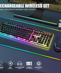 Wireless Gaming Keyboard And Mouse Combo With LED Backlit Rechargeable 3800mAh Battery Mechanical Feel Anti-Ghosting Keyboard