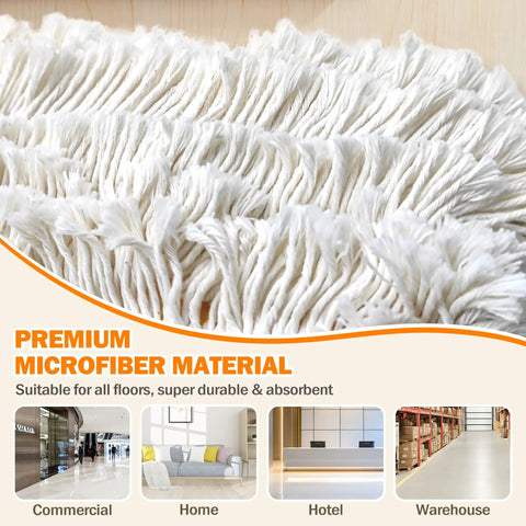 Close-up of Heavy Hitter 24 Inch Commercial Dust Mop With Two Premium Microfiber Pads showing soft, durable cleaning material for floors.