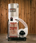 Vortex Cone Dust Collector With 2 Micron Canister Filter And 1.5 HP Motor, Dual Voltage 115 230V Single Phase in workshop setting