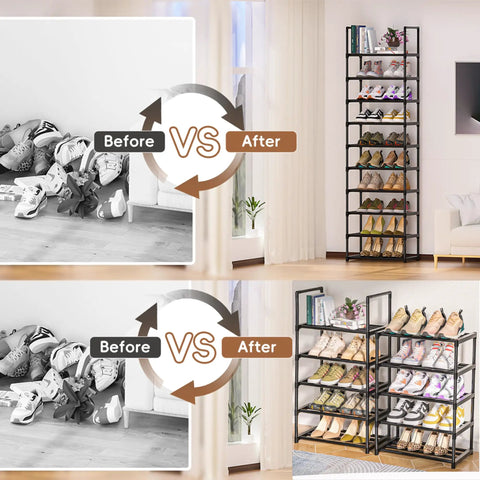 Heavy Duty Metal Shoe Rack Modular Storage Organizer For Closet And Entryway Easy Split Setup Top Tier System To Keep Your Kicks Tidy And Stress Free Forever