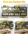 Massive 64 Inch Power Tool Organizer Wall Mount With 1000 Lbs Load Capacity, Heavy Duty 4 Tier Garage Storage Rack With 8 Drill Holders