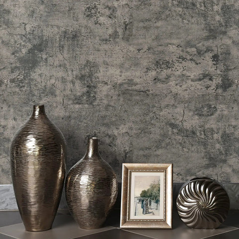 Home decor against taupe faux concrete peel and stick contact paper for countertops and cabinets, DIY friendly self adhesive vinyl wrap.