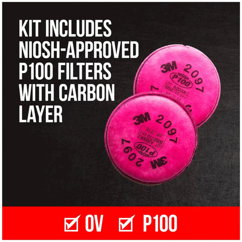 P100 Performance Mold And Lead Paint Removal Respirator Medium Size With NIOSH Approved P100 Filters Carbon Layer Reduces Odor Lightweight Comfort Pro Grade Build And Adjustable Head Straps