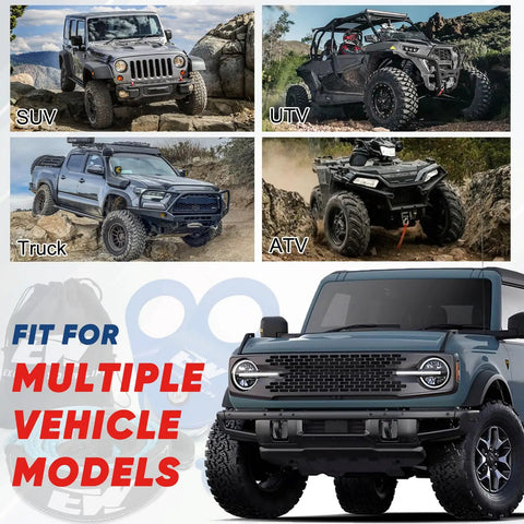 Beefed Up Off Road Recovery Kit With 3 Inch By 8 Foot Tree Saver Strap, 3/4 Inch D Ring Shackles, 10 Ton Snatch Block Pulley, And Storage Bag For Truck SUV ATV 4x4, fit for multiple vehicle models