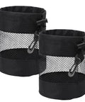 2 Pack Go-To Golf Ball Storage Bags With Nylon Mesh Pouches Drawstring Golf Bag Organizer, black mesh, side view