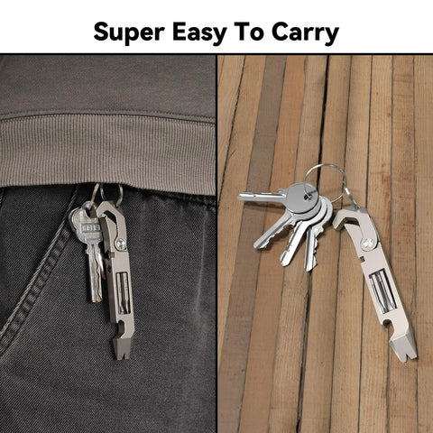 Titanium EDC Pry Bar Multitool All In One With Bottle Opener, Pocket Clip, Wrenches, Box Opener, Keychain Screwdriver For Outdoor Camping And Maintenance, Built Rugged For Everyday Carry And Quick One Hand Use
