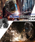 2 Pack Welding Helmet Cover And Bib Set With Flame Retardant Fabric, Press Fit Neck Seal, for Welders and Metalworkers in action