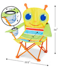 Giddy Buggy Kid-Sized Folding Lawn And Camping Chair with Cup Holder and Water-Resistant Fabric, 24 inch durable seat for kids.