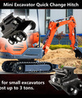 Easy Hookup Quick Change Hitch For Mini Excavators Up To 3 Tons Universal Quick Coupler displayed with mini excavator in background