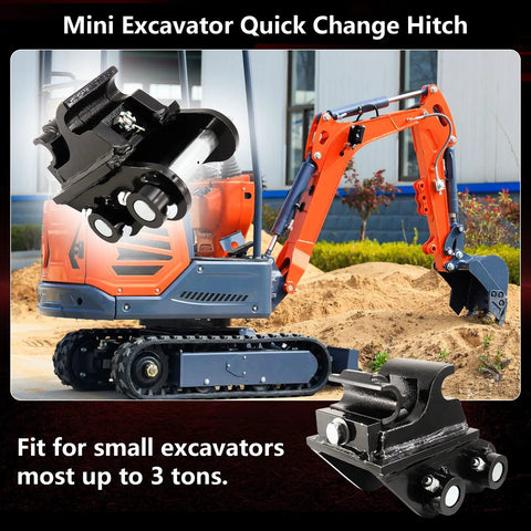 Easy Hookup Quick Change Hitch For Mini Excavators Up To 3 Tons Universal Quick Coupler displayed with mini excavator in background