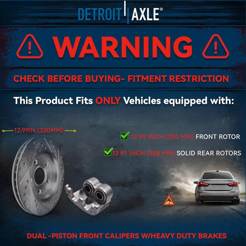 Warning about Rear Brake Kit For Dodge Grand Caravan Journey Town And Country With 12.91 Inch Rotors And Ceramic Brake Pads fitment