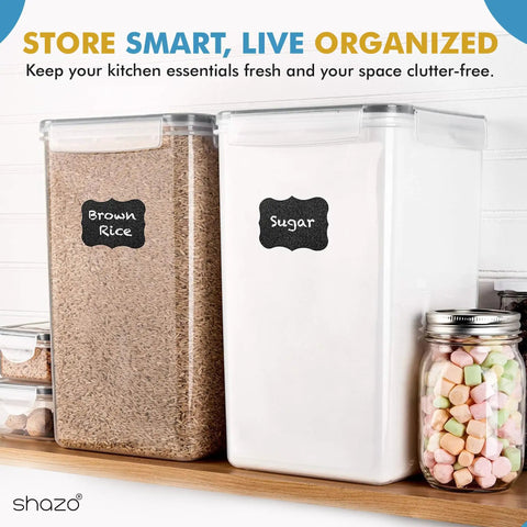 Two Pack Extra Large 9.5L Food Storage Canisters With Airtight Lids For Flour Sugar Rice Cereal Pasta BPA Free Leakproof Bulk Containers For Kitchen Pantry Organization containing rice and sugar