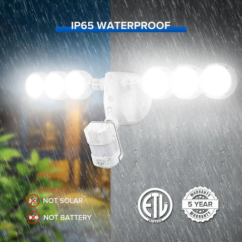 Ultra Bright 45W 6000LM Motion Sensor Outdoor LED Flood Lights 5000K Daylight 600W Equiv Waterproof in rain, mounted outside