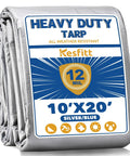 Packaged Beast Mode Tough 12 Mil Heavy Duty Waterproof Tarp With Metal Grommets, 10x20 Ft Silver And Blue Reversible Poly Tarp