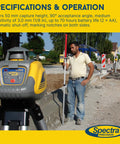 Straight Up Heavy Duty Laser Level Receiver With Dual Sided Led Display For Red Green Or Infrared Rotating Lasers in construction site.
