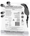 Back of packaging for 8 Pack Screw On Furniture Risers, showing instructions and details on plastic and felt glides for chairs and tables.