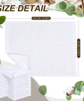 200 Pack Cotton Terry Cleaning Cloths 14 by 18 Inches White Bulk Multipurpose Shop Towels shown in detail with dimensions.