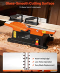 Heavy Duty Six Inch Spiral Benchtop Jointer Boasts A Beefy Two Horsepower Motor Churning At Twelve Thousand Rpm With Twelve Blade Spiral Cutterhead Delivering Flawless Surfaces Adjustable Fence And Solid Cast Aluminum Table Built Tough For Real Workers with 12-blade spiral cutterheads and a glass-smooth cutting surface.