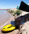 Beach setup with adjustable portable tent poles 74.8 inches beefy rustproof thickened iron stakes used for tarp shelter.