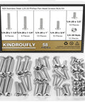 58 Piece Stainless Steel 1/4-20 Phillips Pan Head Machine Screws And Matching Hex Nuts Set With 1/2 Inch, 3/4 Inch, 1 Inch, 1-1/4 Inch, 1-1/2 Inch Lengths Fully Threaded 304 Grade For DIY Projects And Home Repairs in plastic case
