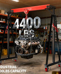 Heavy Duty Gantry Crane 2 Ton Capacity With Manual Trolley And Nylon Sling, Portable Garage Hoist for engine lifts, 4400 lbs engine suspended.