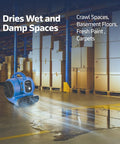 High-Velocity 1/4 HP Industrial Carpet Dryer With 3 Speed Air Mover drying wet warehouse floor