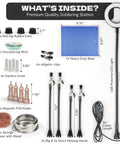 Components of Pro Grade All In One Soldering Station With 5X Magnifying Lamp And LED Light, Includes accessories for electronics repair