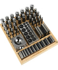 Pro Grade Steel Dapping Doming Punch Set With Wooden Base For Jewelry Making And Metal Forming, 36 Dapping Punches Displayed