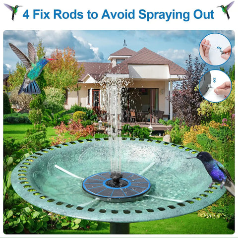 Solar Powered Fountain With Battery Backup For Your Backyard Pond And Bird Bath, Glass Panel 3.5W Water Pump With 7 Nozzles
