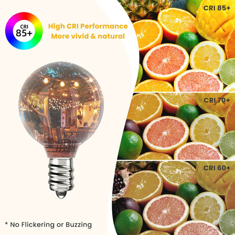 G40 LED Replacement Bulbs For Outdoor String Lights 25 Pack Dimmable Edison Style Patio Decor with High CRI Performance