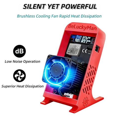 Open Source Bitcoin Miner 1.2 THs Quiet Home Solo Mining Rig With BM1370 ASIC Ultra Low 18W Power 2.4G WiFi Easy Setup Includes Power Supply And Red Stand For Education Or DIY Mining, red